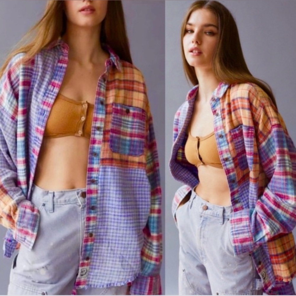 Bdg Ted Patchwork Button Up As Asymmetrical Flann… - image 2